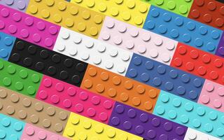 Many plastic building toy blocks background. Wallpaper of bricks in different colors. Close-up of a colorful bricks. Abstract background illustration vector
