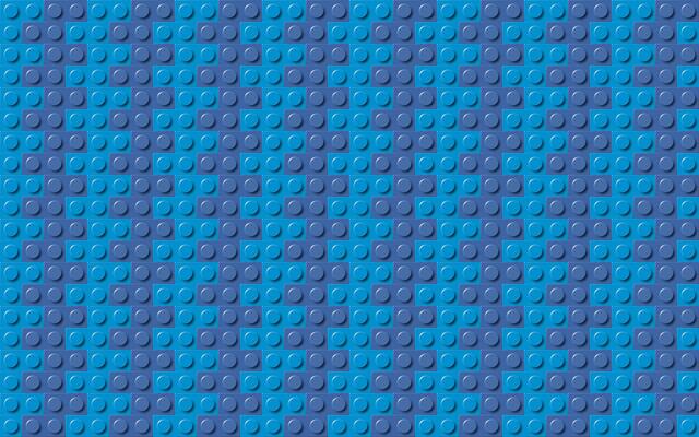 Abstract background composed of two colours of blue plastic building toy blocks. Bricks wallpaper. Abstract background illustration