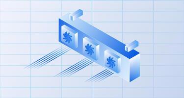 Ventilation isometric concept. Computer fans components vector