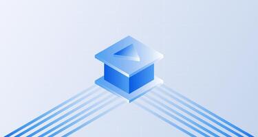 Isometric vidio play button. Concept of streaming or broadcasting. 3D style isolated on white background vector