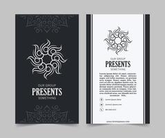 Blue and white business card and vintage ornament logo template. Retro elegant flourishes ornamental frame design and pattern background. vector