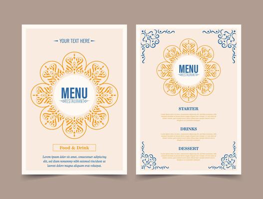 Classic Menu Layout with ornamental Elements