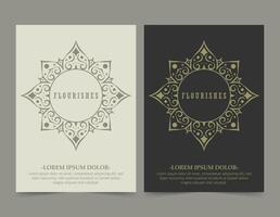 Vintage ornament greeting card template. Retro wedding invitation, advertising or other design and place for text. Flourishes ornamental frame and pattern background. vector
