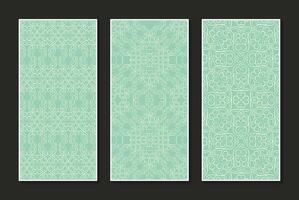 Vintage vertical card pattern set vector