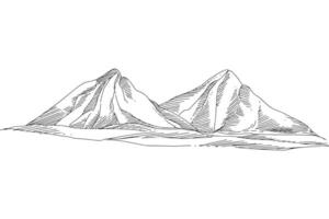 Beautiful hand draw landscape with mountain outline sketch design vector
