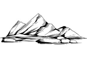 Beautiful hand draw landscape with mountain outline sketch design vector