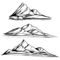 Hand draw landscape with mountain outline set sketch design vector