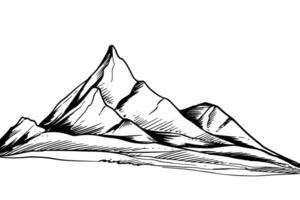 Hand draw landscape with mountain outline sketch on white background vector