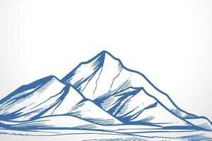 Beautiful hand draw landscape with mountain outline sketch design vector