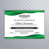 Modern elegant certificate template with green wave vector