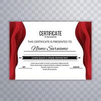 Modern elegant certificate template with red wave vector