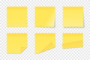 Set of yellow paper adhesive stickers vector