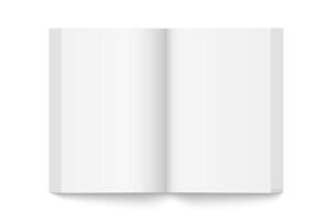 mockup of paperback vertical book spread with white cover isolated. Realistic book, brochure or booklet template opened on white background. 3d illustration. vector