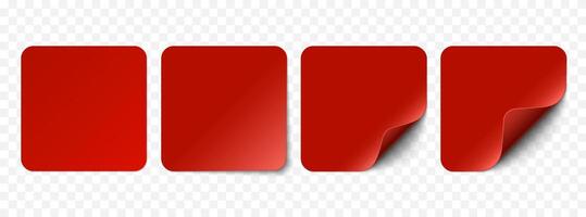 red realistic paper stickers, sell tags isolated on transparent background vector