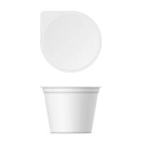 Mockup of plastic yogurt container with lid vector