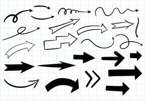 Hand draw directional arrows set sketch design vector