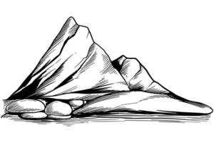 Hand draw landscape with mountain outline sketch on white background vector