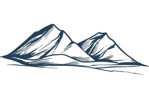 Hand draw landscape with mountain outline sketch design vector