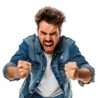 A man is shouting angrily, isolated on transparent backgrounds, AI-Generated png