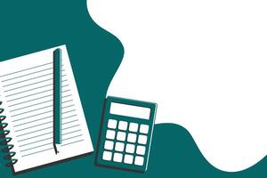 Background design related to writing, task or schedule, notebook, pencil and calculator vector