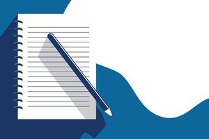 Notebook illustration with pencil and blank space at left side vector