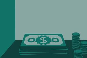 Stacked money and pennies with empty space above vector