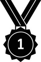 Black Medal with number one icon isolated on white background. Illustration vector