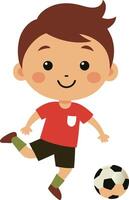 Illustration of a Kid Boy Playing with a Soccer Ball on a White Background vector
