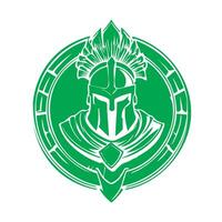 Emerald Knight in Stylized Medieval Armor Emblem Design vector