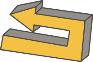 Hand drawn doodle arrow. Pencil yellow line sketch. Curve design element. Outline sign of cursor. Graphic vintage mark and bold silhouette png
