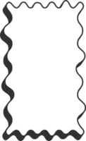 Wavy rectangle frame. Scallop edge box. Squiggle wavy border. Groovy zigzag abstract shape. Cute square aesthetic banner. png