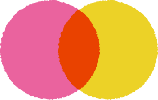 Venn diagram. Circle intersection for infographic. 2 two graph template. Graphic design for business infographic. Risograph maths object. Circular schema and logic process illustration. png