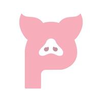 Simple Minimalist Initial Letter P for Pink Pig Icon Symbol vector