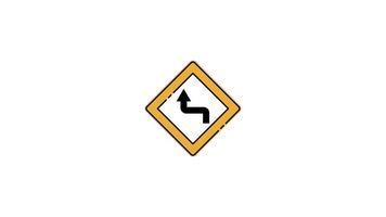 Double sharp turn icon animation for traffic sign concept , isolated warning signs or symbol 2D animated footage motion graphic design video
