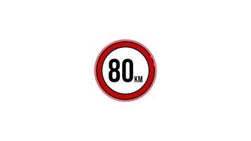 Maximum speed limit in kilometers per hour icon animation for traffic sign concept , isolated Prohibitory signs or symbol 2D looped animated footage motion graphic design video
