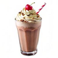 Chocolate milk shake isolated on a white background photo