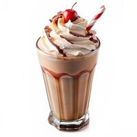 Chocolate milk shake isolated on a white background photo