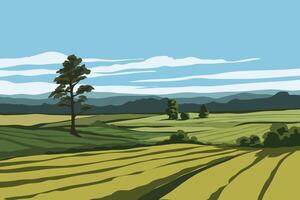 Nature landscape with farm and trees vector