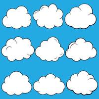 Clouds silhouettes. set of clouds shapes. Collection of various forms and contours. Design elements for the weather forecast, web interface or cloud storage applications. Weather concept. vector