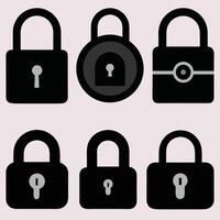 Lock and unlock icon privacy symbol set in black and white color in simple style. Set of close and open locks. Lock icon collection. Locked and unlocked black icon. Lock icon Set Silhouette. vector