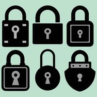 Lock and unlock icon privacy symbol set in black and white color in simple style. Set of close and open locks. Lock icon collection. Locked and unlocked black icon. Lock icon Set Silhouette. vector