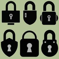 Lock and unlock icon privacy symbol set in black and white color in simple style. Set of close and open locks. Lock icon collection. Locked and unlocked black icon. Lock icon Set Silhouette. vector