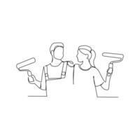 Decorator drawn in line art style vector