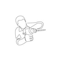 Worker drawn in line art style vector