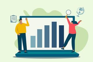 Teamwork in analysis and brainstorming ideas, graphs vector