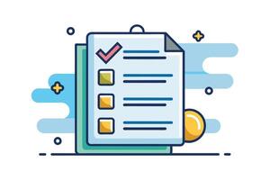 Completed Checklist With Checkmark On White Background vector