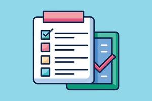 Illustrated Checklist With Completed Tasks and Checkmarks on Clipboard vector