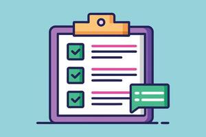 Completed Checklist With A Green Speech Bubble On A Clipboard vector