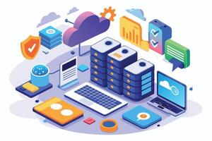 Secure Cloud Server Infrastructure With Integrated Security and Mobile Device Management vector