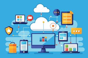 Cloud Computing Network With Various Devices Connected vector